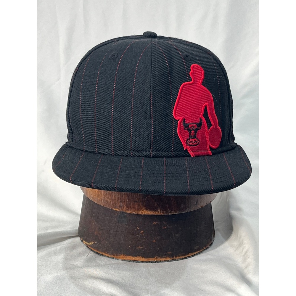 New Era Chicago Bulls Pinstripe Snapback Hat Red Black NBA Fitted Cap